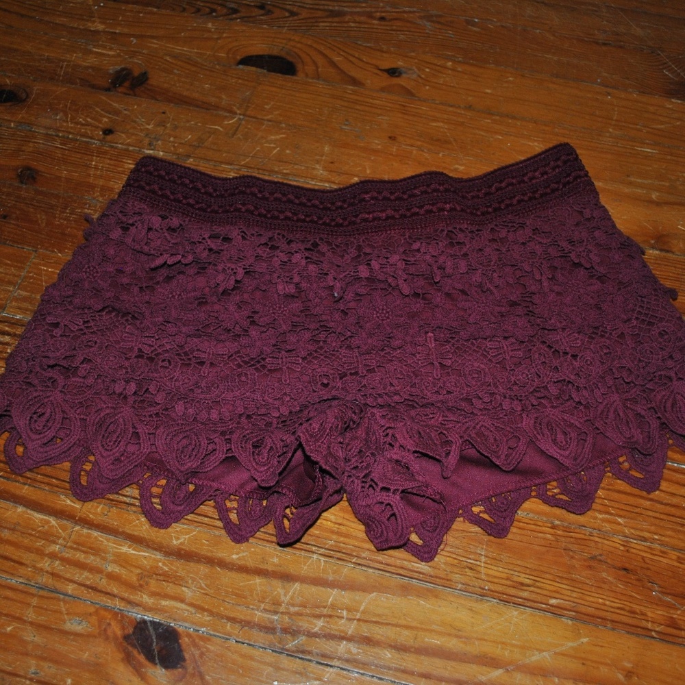NOBO Maroon Lacy Shorts